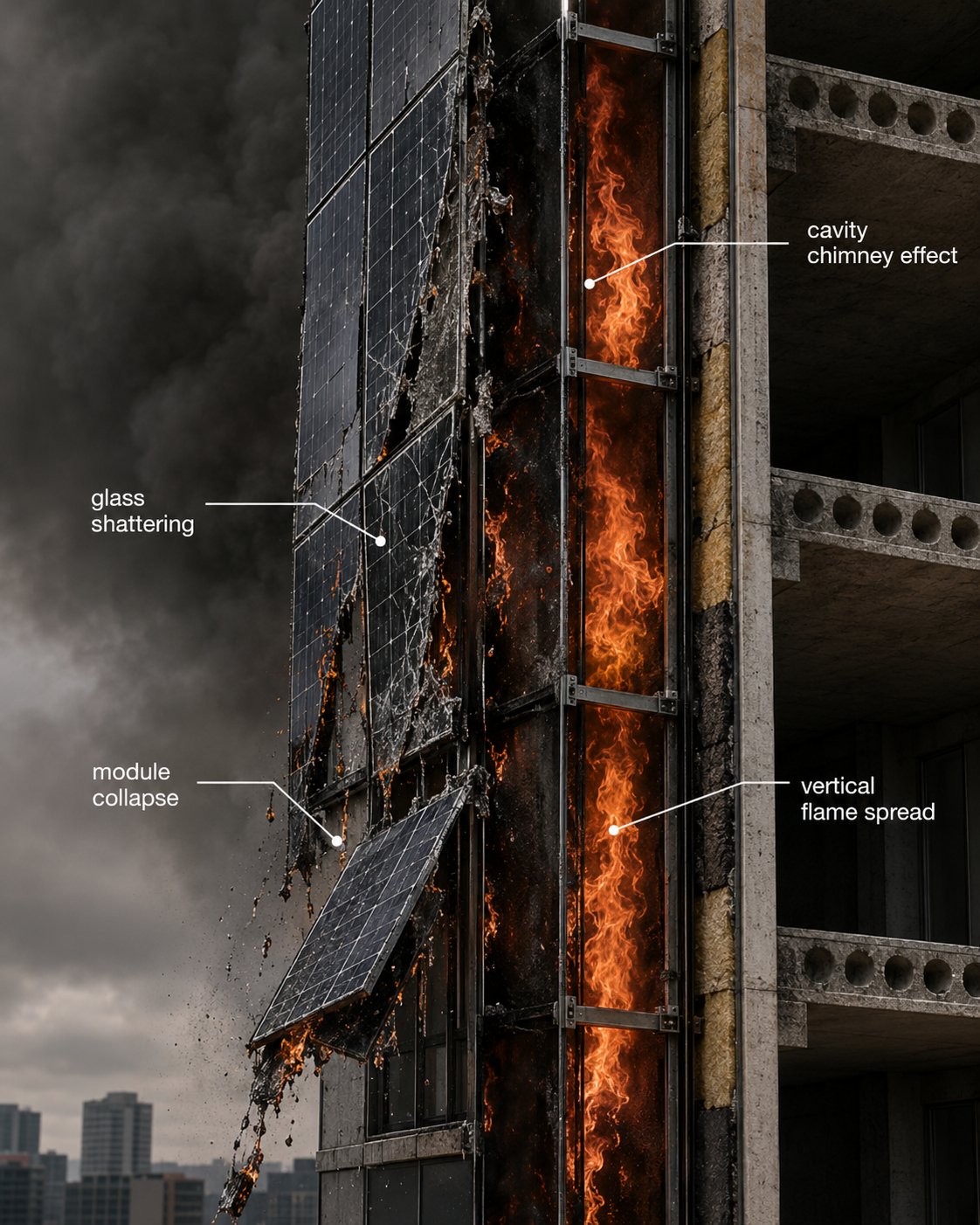 BIPV cavity chimney fire spread
